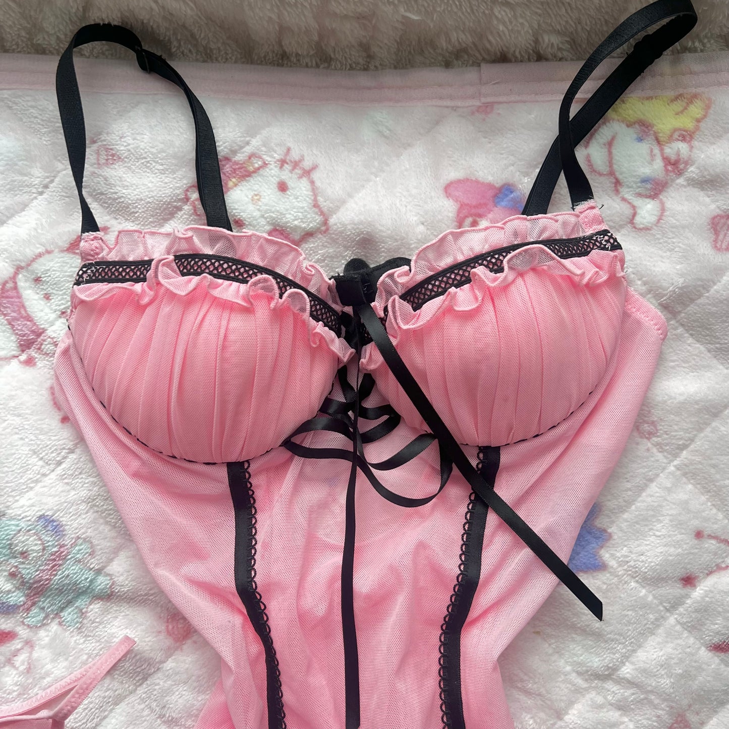 Pink & Black Babydoll Set