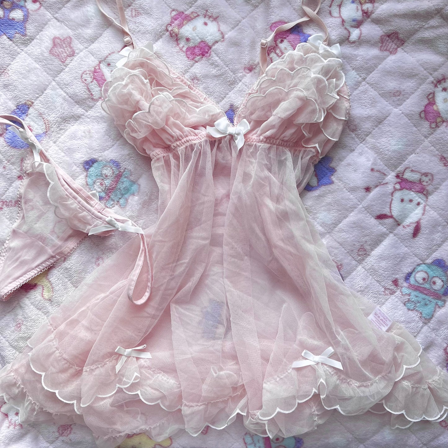 Pink Baydoll Sheer Set