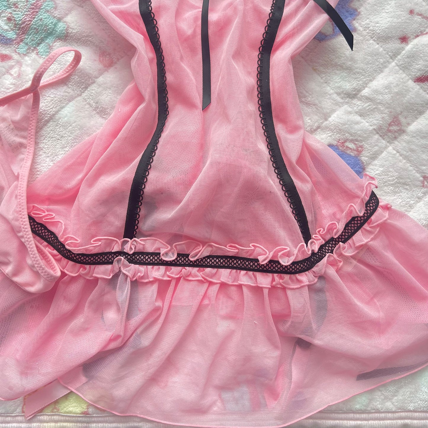 Pink & Black Babydoll Set